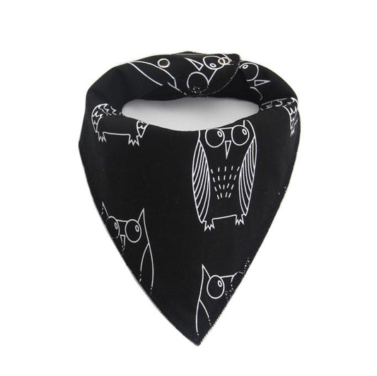 Doggy Direct 'Wise Owl Black' Dog Bandana with Pop Buttons