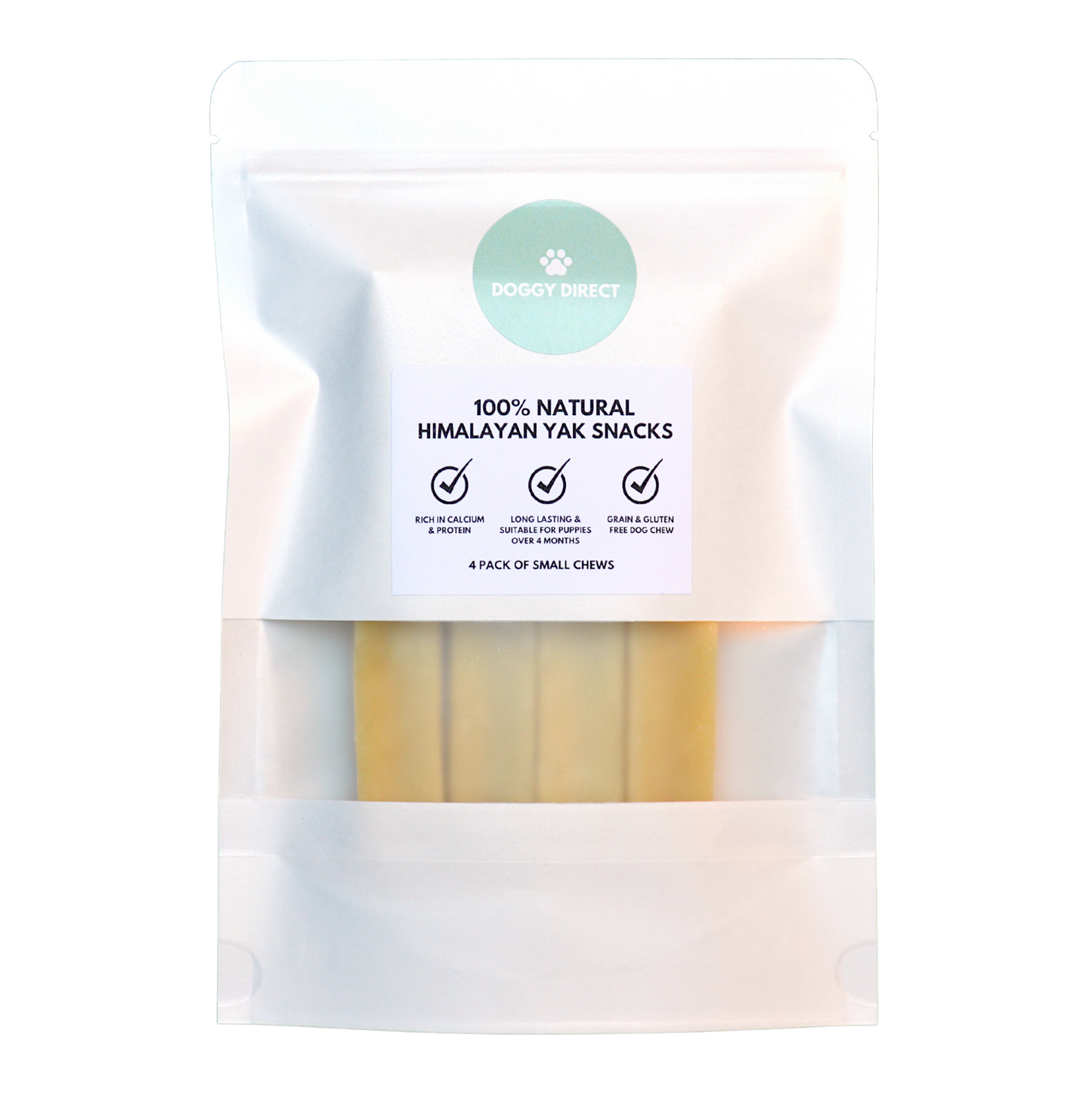 Doggy Direct Natural Himalayan Yak Snacks for Puppies - SMALL 4 PACK