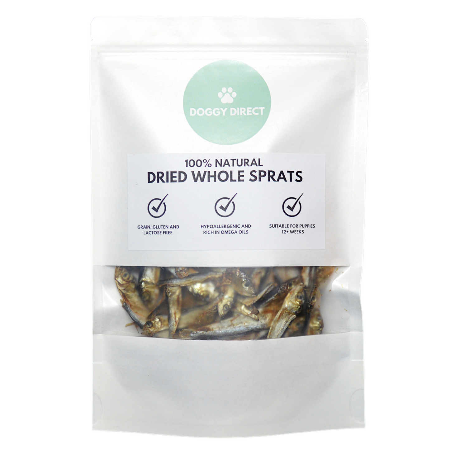 Doggy Direct Natural Dried Whole Sprats Dog Treats - 200g